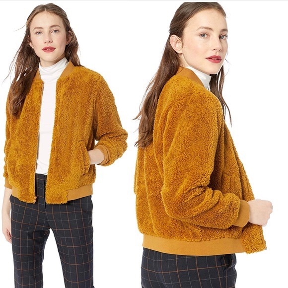 J. Crew Factory Jackets & Blazers - J.Crew Mercantile Golden Brandy Sherpa Bomber Jacket